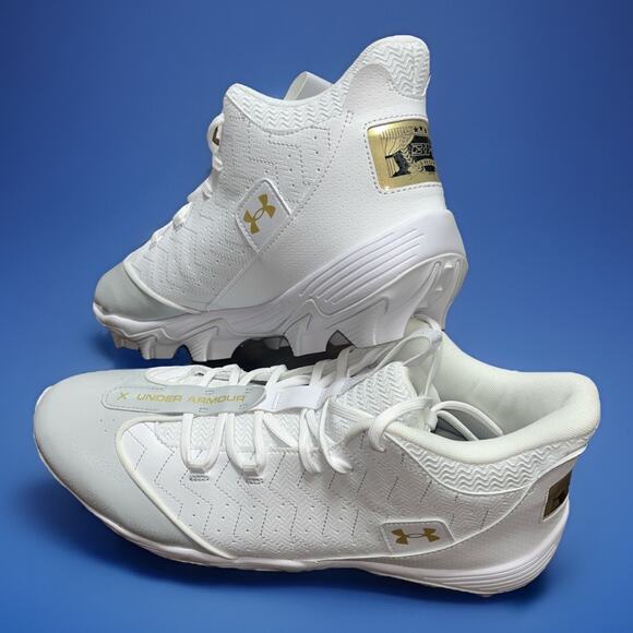 Under Armour Men's Harper 9 RM Baseball Cleats Size 14 White/Gold - Picture 1 of 7